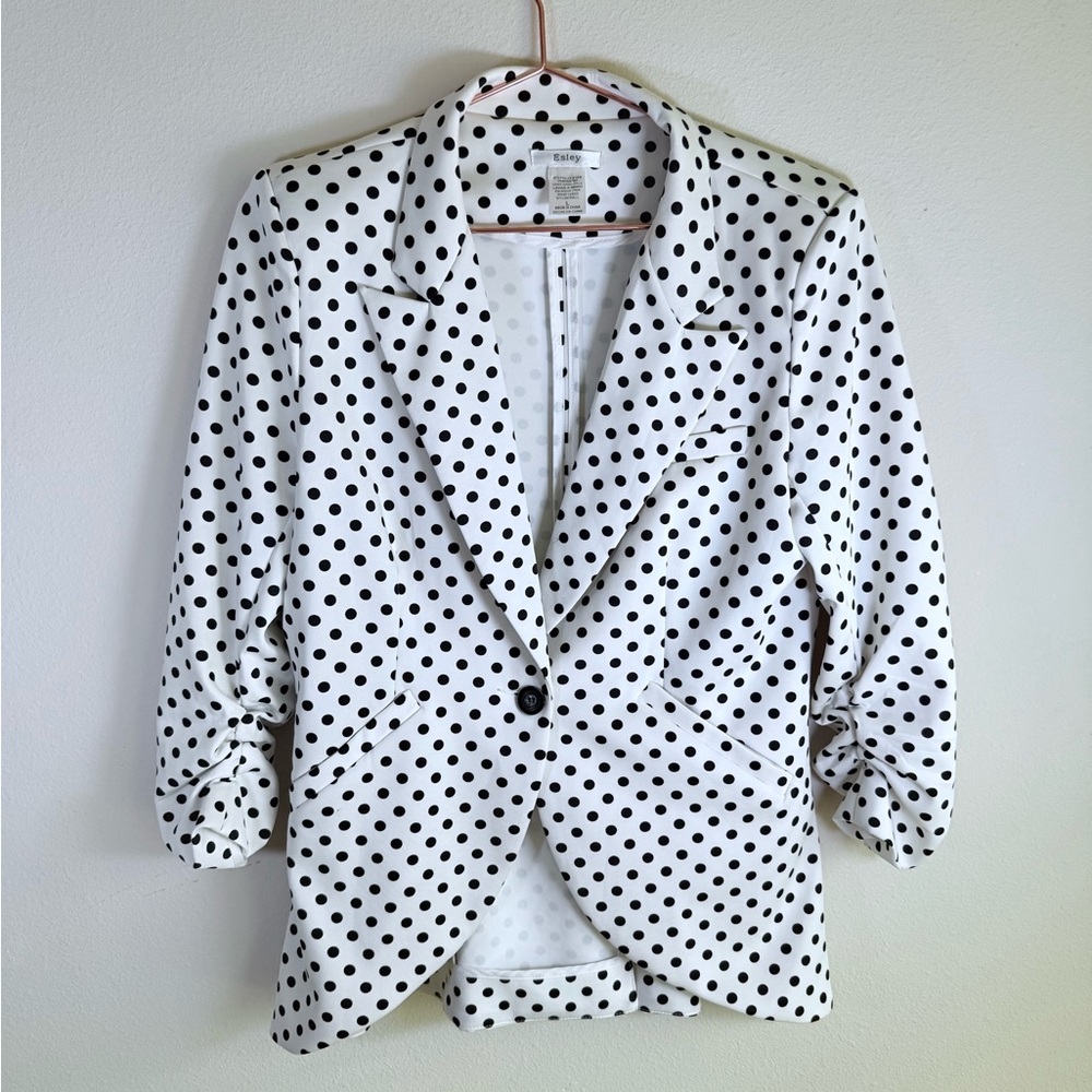 Esley Black & White Polka Dot Blazer – Size Large